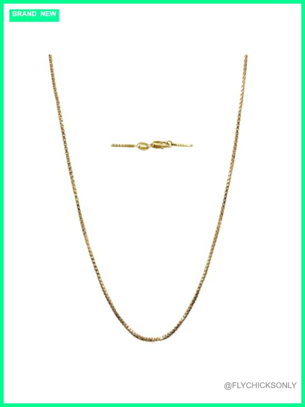 14K Solid Gold Box Link Chain Necklace Lobster Claw Clasp Women Men